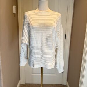 Classic Ecru Ribbed Crew Neck Sweater